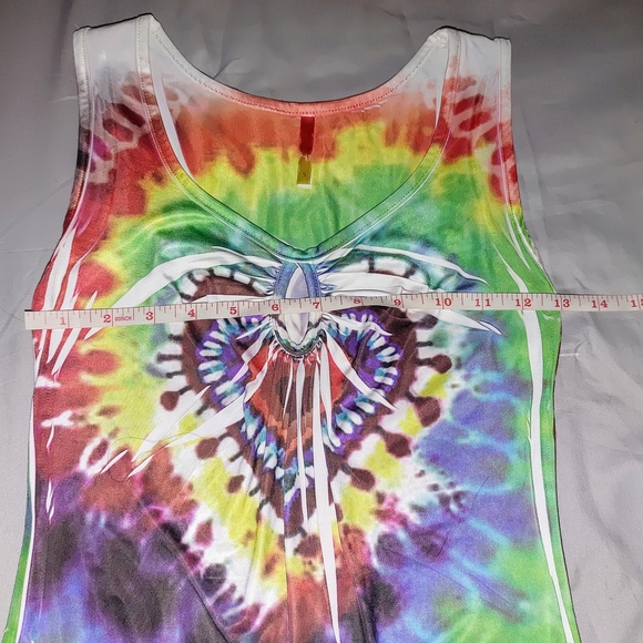 Colorful Tie-Dye Heart Sleeveless Top S - Picture 3 of 5